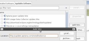 Eclipse Aptana Install Dialog